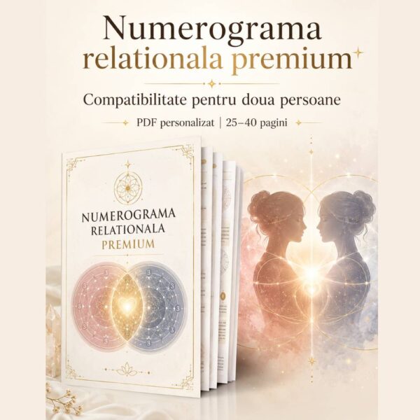 Numerograma relationala premium, analiza de compatibilitate pentru doua persoane, livrata in PDF personalizat