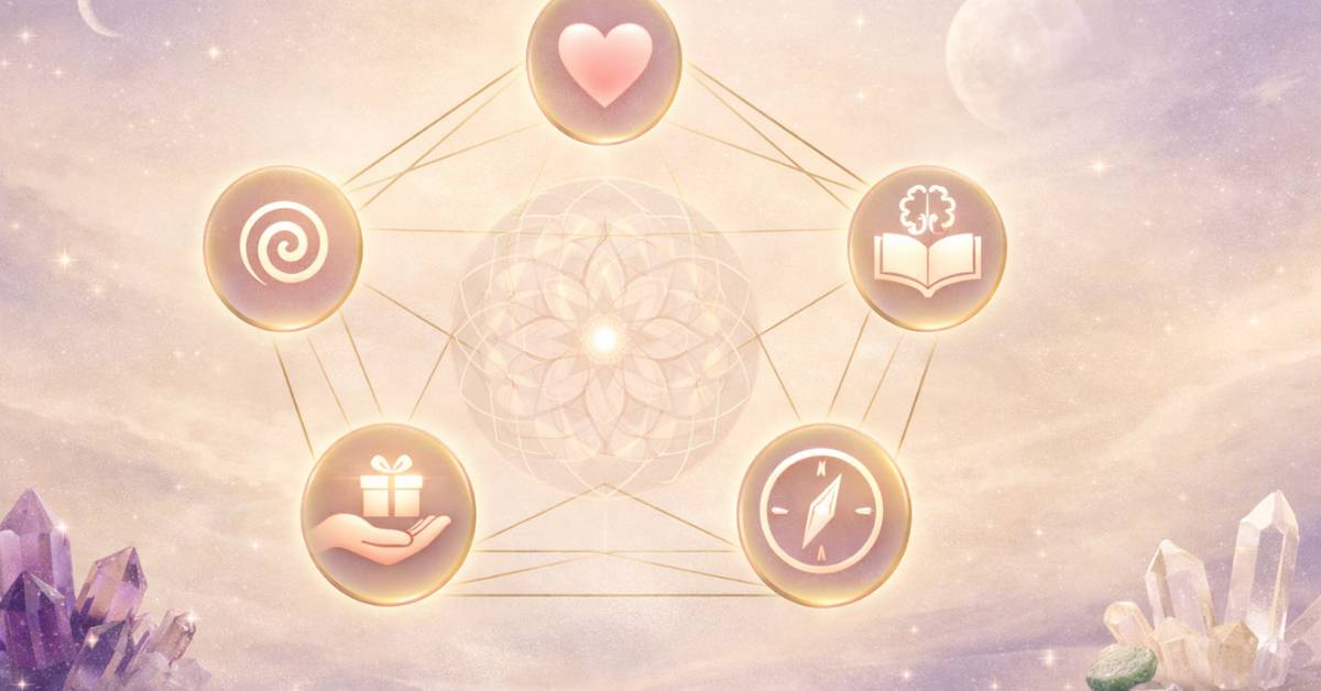 imagine ce simbolizeaza cele 5 numere principale in numerologia Akara