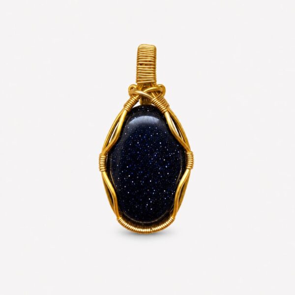 Pandantiv handmade goldstone albastru